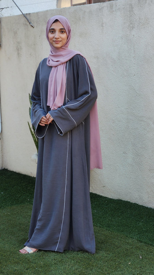 Grey Frill Abaya W/Contrast Edging| Modest Fashion South Africa